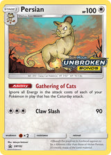 SM Black Star Promos 182 Persian / Unbroken Bonds Prerelease staff promo (Staff Stamp)