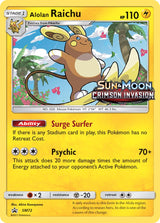 SM Black Star Promos 072 Alolan Raichu / Crimson Invasion Prerelease staff promo (Staff Stamp)
