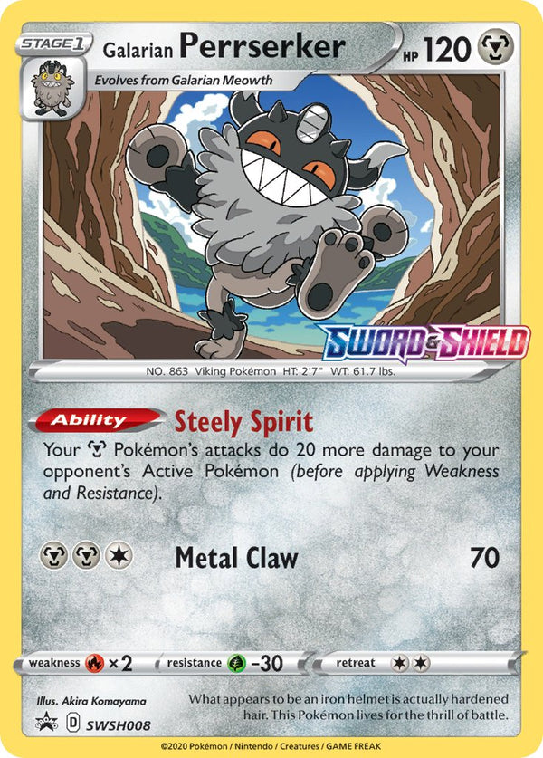 SWSH Black Star Promos 008 Galarian Perrserker / Sword & Shield Prerelease participation promo