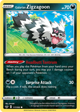 Sword and Shield Base 117 Galarian Zigzagoon